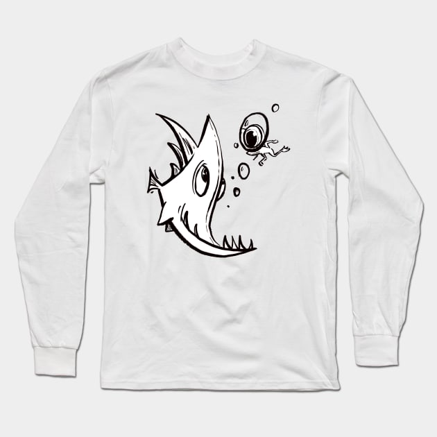 Crazy fish and frog Long Sleeve T-Shirt by Jason's Doodles